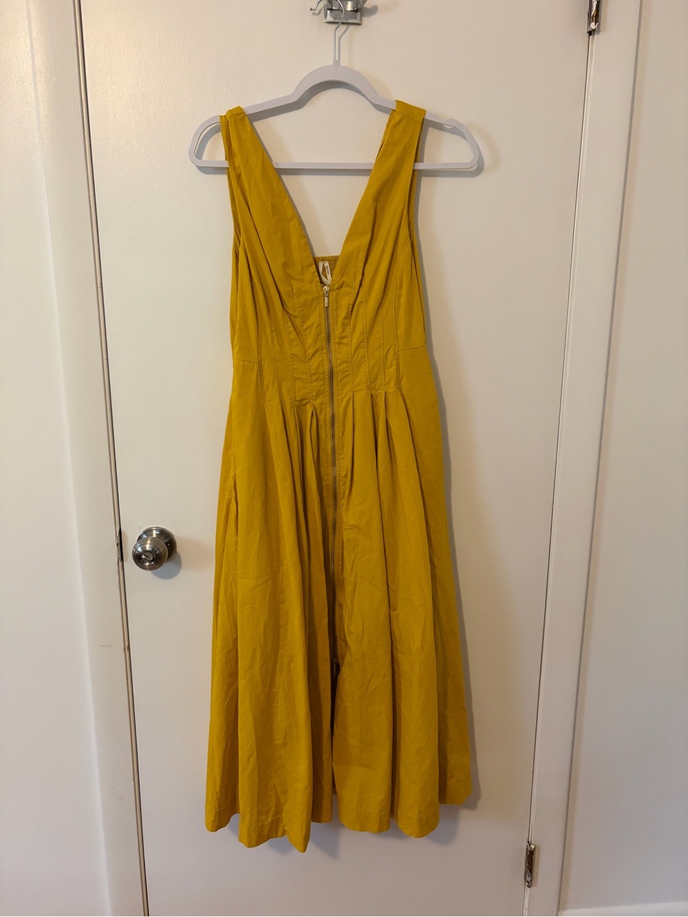 Anthropologie Deep V Mustard Yellow Maxi Dress